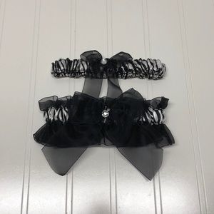 2 Wedding Garter Set - Black / White Zebra (New)